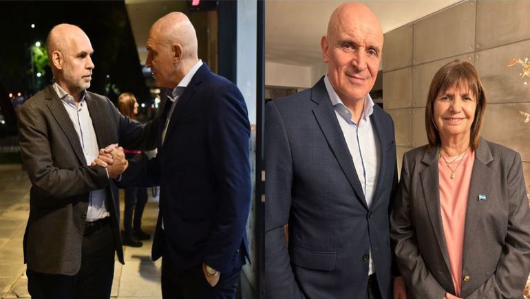 José Luis Espert junto a Horacio Rodríguez Larreta y Patricia Bullrich.
