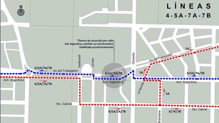 Cambian cuatro recorridos de colectivos por una obra