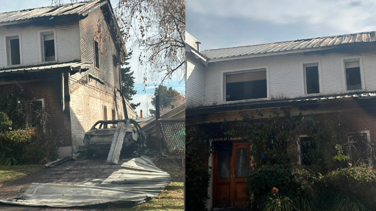 El incendio en la vivienda de Jorge Sobisch quedó parcialmente destruida.