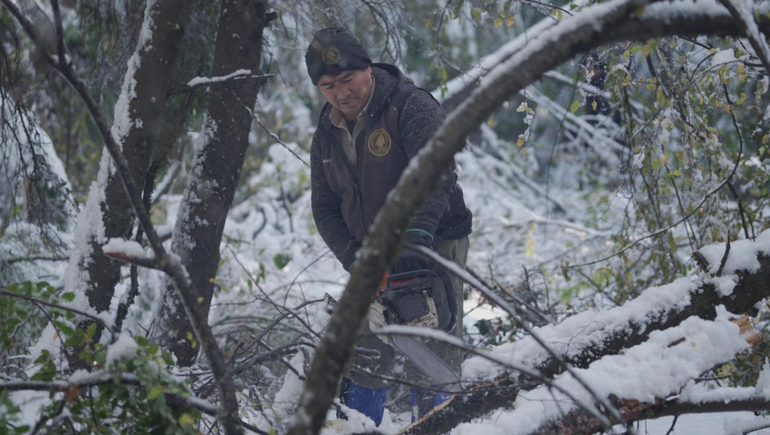 Personal del Parque Nacional Lanín trabaja sin descanso para rescatar a los evacuados y turistas varados.