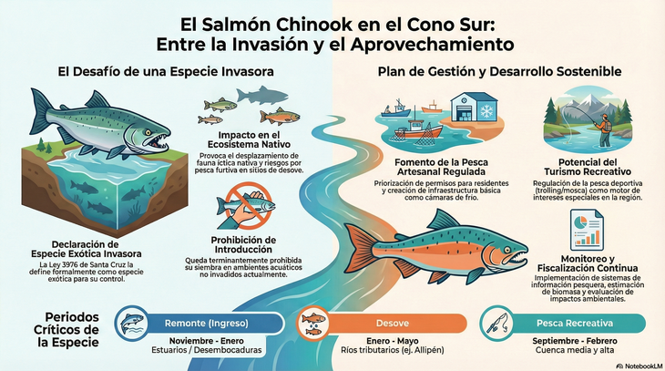 Un pez invasor, una estrategia integral: Santa Cruz ordena la pesca del salm&oacute;n Chinook