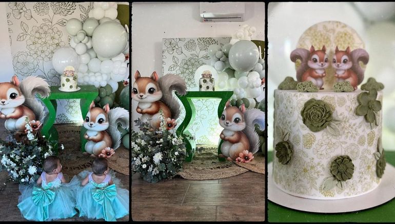 El festejo de Daniela Celis por los siete meses de sus gemelas. El festejo de Daniela Celis por los siete meses de sus gemelas. 