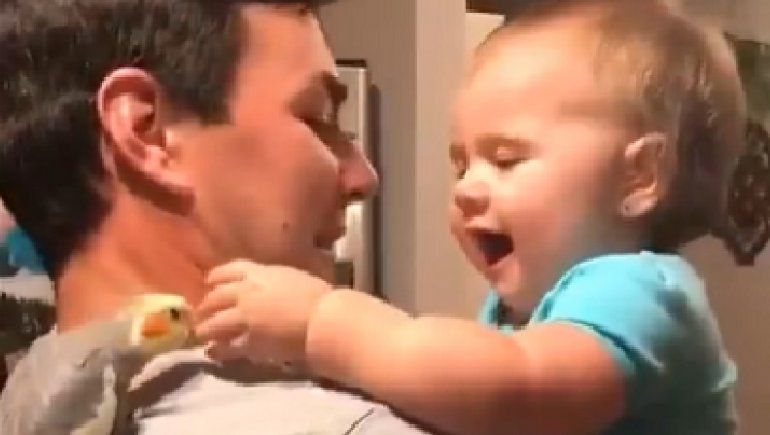 Twitter: este bebé juega con un ave y causa furor