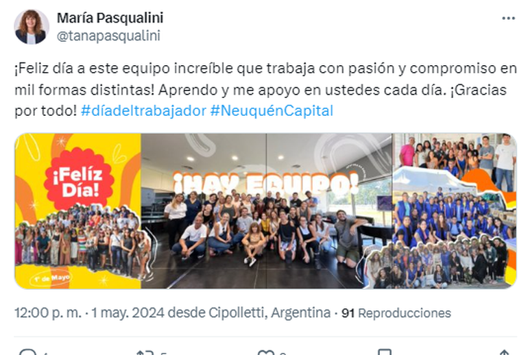 La Jefa de Gabinete de la Municipalidd de Neuquén saludó a su equipo de trabajo. La Jefa de Gabinete de la Municipalidd de Neuquén saludó a su equipo de trabajo.