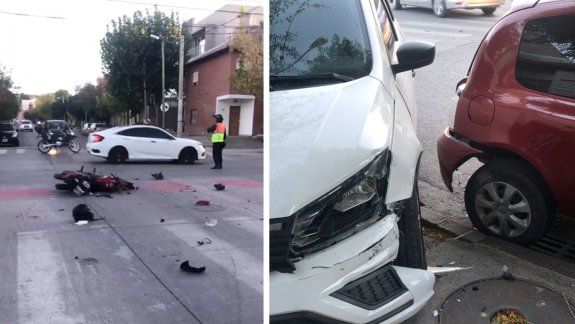 Un herido tras un fuerte choque entre un auto y una moto