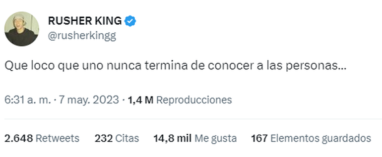 El twit de Rusherking que pareció indirecta