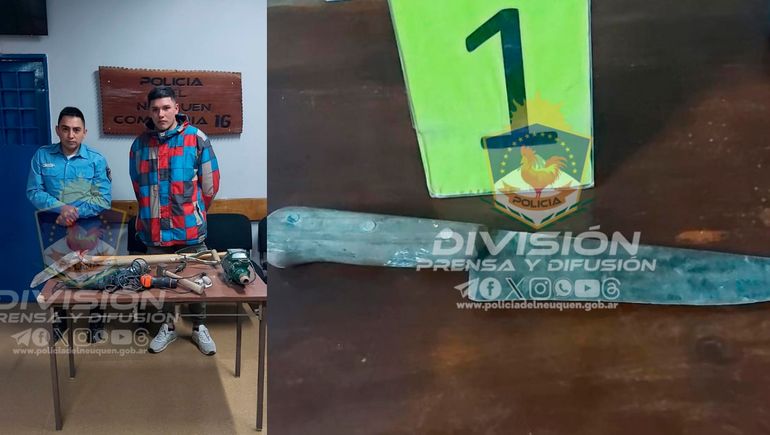 El prófugo intentó descartarse de un cuchillo de importante tamaño utilizado en el robo. El prófugo intentó descartarse de un cuchillo de importante tamaño utilizado en el robo.