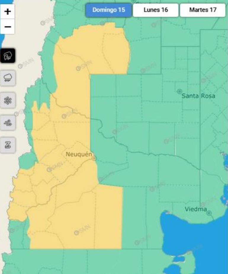 La alerta para este domingo 15 de diciembre. La alerta para este domingo 15 de diciembre.