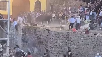 El toro atacó a los asistentes a las festividades en las que se rinde homenaje al Señor de Andamarca, en Perú. El toro atacó a los asistentes a las festividades en las que se rinde homenaje al Señor de Andamarca, en Perú.