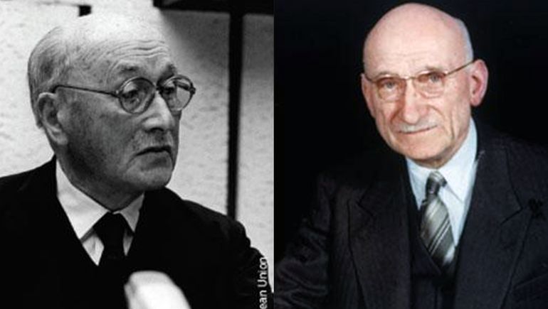 Jean Monnet (izq) y Robert Schuman (der) son considerados, junto a Konrad Adenauer y Alcide De Gasperi, los