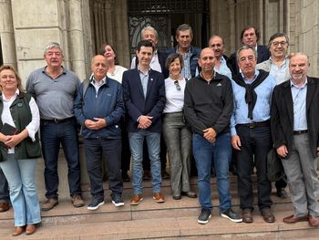 Los ruralistas de la Patagonia, tras la eunión que mantuvieron hoy con las autoridades de Agricultura de la Nación.