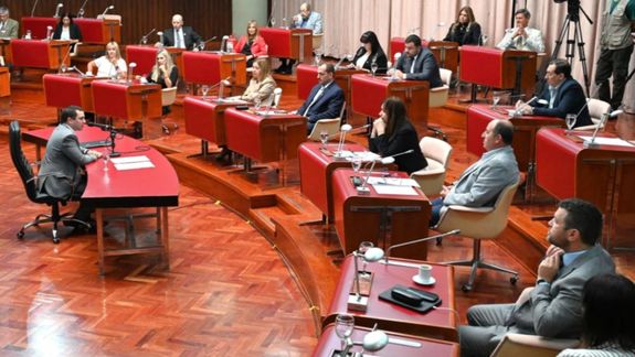 Gabriel Giacomone, ex fiscal de Estado de Chubut, en su exposición en la Legislatura: este jueves, 23 de los 27 diputados provinciales aprobaron su pliego.&nbsp;