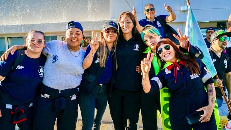 Las mujeres de la UOCRA cada vez más ingresan a la industria en Añelo, con la refernte y exdiputada Ángela Barahona.