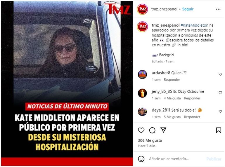 La tapa de TMZ con la foto de la princesa Kate Middleton. La tapa de TMZ con la foto de la princesa Kate Middleton.