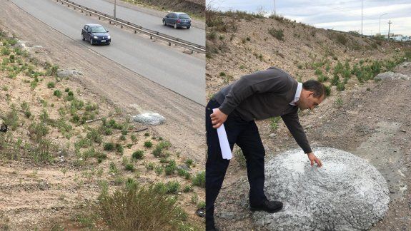 Denuncian que los camiones tiran cemento a la vera de la Ruta 7