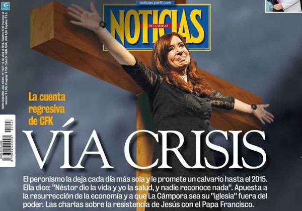Polémica por la portada de “Noticias” que muestra a Cristina crucificada