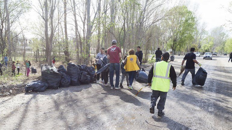 Unos 130 vecinos retiraron basura de la costa del río Limay
