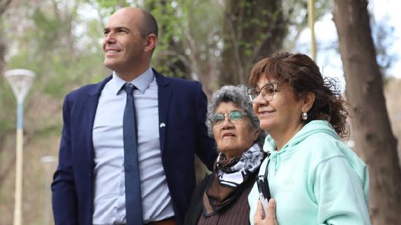 El intendente Esteban Cimolai en el homenaje a lso pioneros.