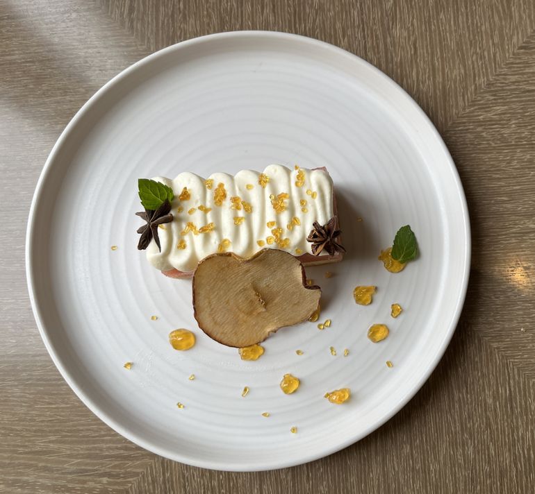 Postre delicioso con manzana Pink Lady Postre delicioso con manzana Pink Lady