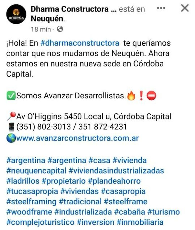 La mudanza de Dharma Construcciones de Neuquén a Córdoba. La mudanza de Dharma Construcciones de Neuquén a Córdoba.