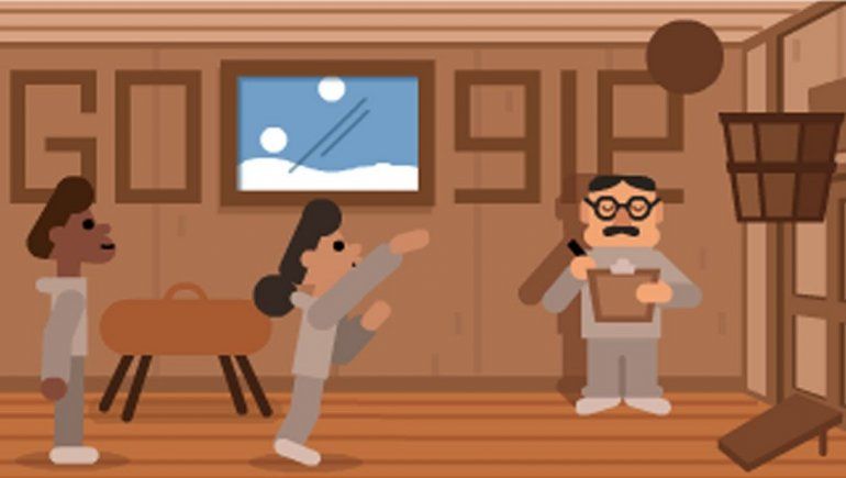 Doodle de Google en honor a James Naismith, tras la invención del baloncesto.