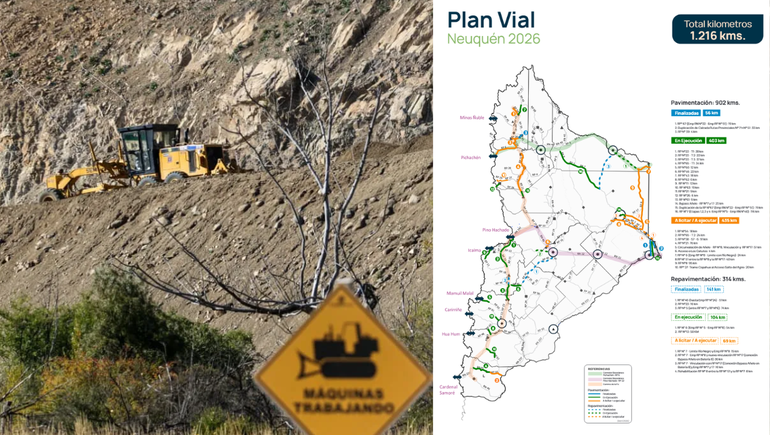Maquinarias trabajando en una de las rutas del plan de obras.