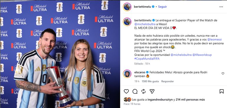 El posteo de Melu en Instagram superó los 200.000 me gusta en menos de 24 horas. El posteo de Melu en Instagram superó los 200.000 me gusta en menos de 24 horas. 