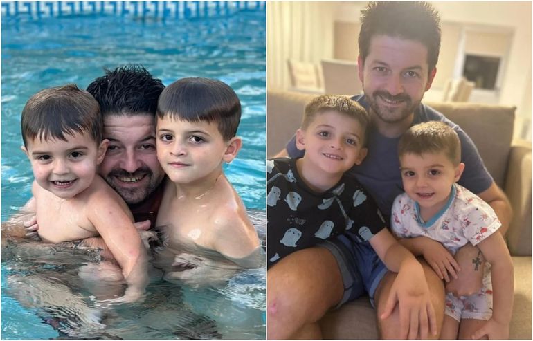 Andrés, el esposo de Natalia Pastorutti y sus hijos Andrés, el esposo de Natalia Pastorutti y sus hijos