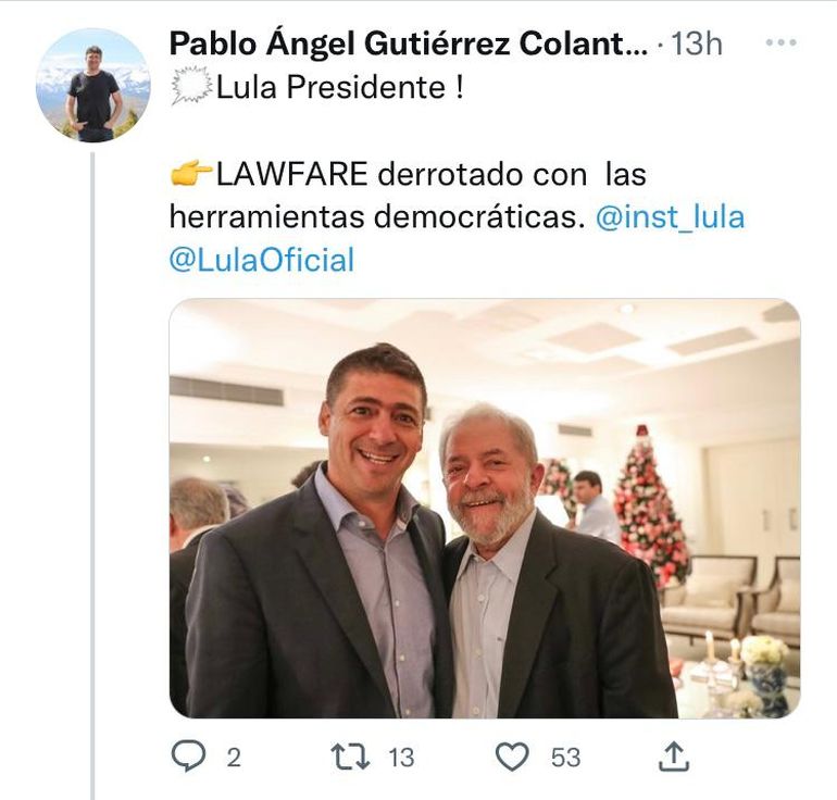 El hermano del gobernador Gutiérrez es un férreo seguidor de Lula Da Silva y escribió un libro.