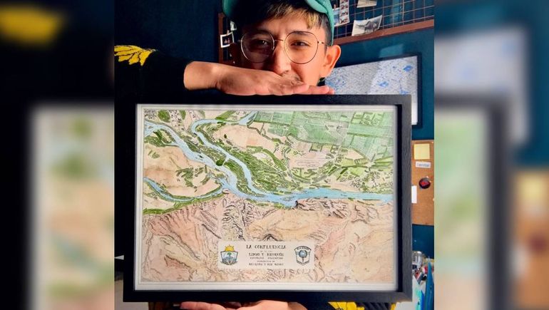 La Confluencia se convirtió en cuadro: la historia del mapa a mano alzada que va rumbo a México