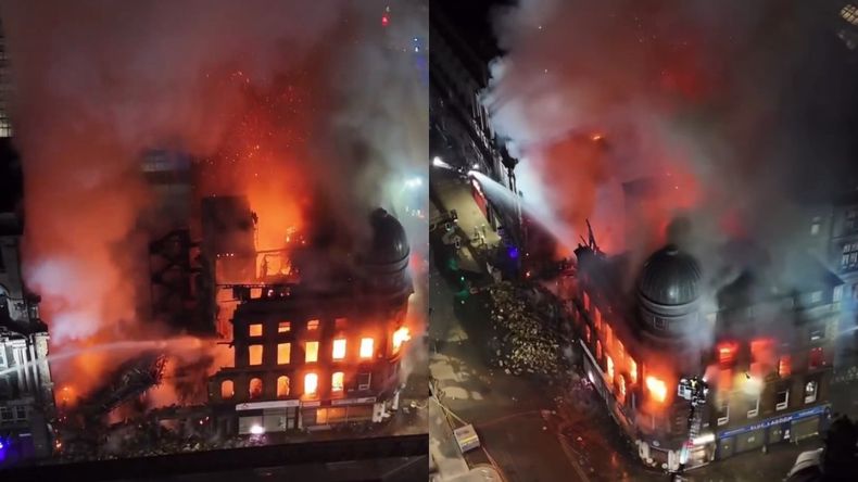 El fuego provocó el derrumbe de la cúpula de un histórico edificio de Glasgow. | LM Neuquen El fuego provocó el derrumbe de la cúpula de un histórico edificio de Glasgow.