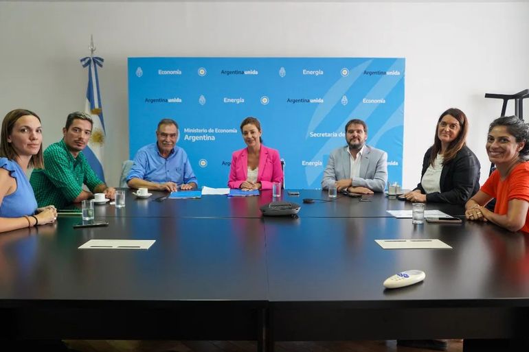 El intendente Bertoldi y su Gabinete junto a la secretaria de Energía de la Nación, Flavia Roylón.