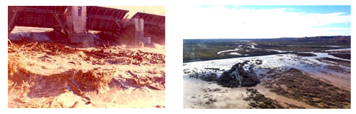 La crecida de la noche del 12 de julio fue contenida al límite. Foto: AIC.