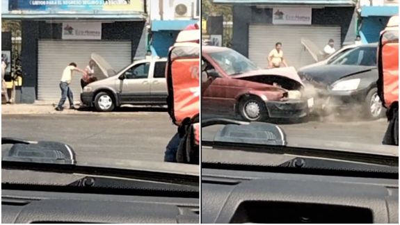 ¿El video del año? Filmaba el incendio de un auto cuando pasó algo inesperado