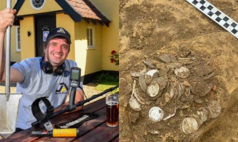 Encontró una fortuna en monedas con un detector de metales