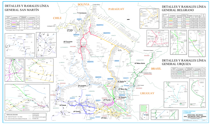 Mapa líneas Belgrano, San Martín, Urquiza: foco privatización para potenciar exportaciones. Mapa líneas Belgrano, San Martín, Urquiza: foco privatización para potenciar exportaciones.