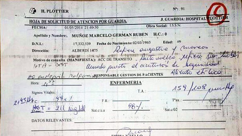 El médico ratificó que Muñoz tenía aliento etílico