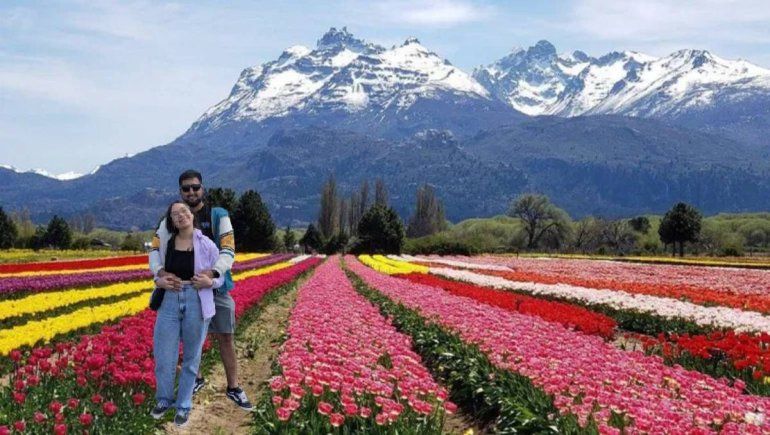 El joven neuquino llevó engañada a su novia hasta el parque de tulipanes de Trevelin y allí, entre las flores, le propuso casamiento. El joven neuquino llevó engañada a su novia hasta el parque de tulipanes de Trevelin y allí, entre las flores, le propuso casamiento.