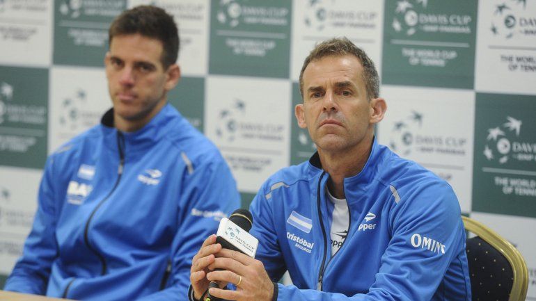 Del Potro y Osarnic en conferencia de prensa tras la primera jornada de la final.