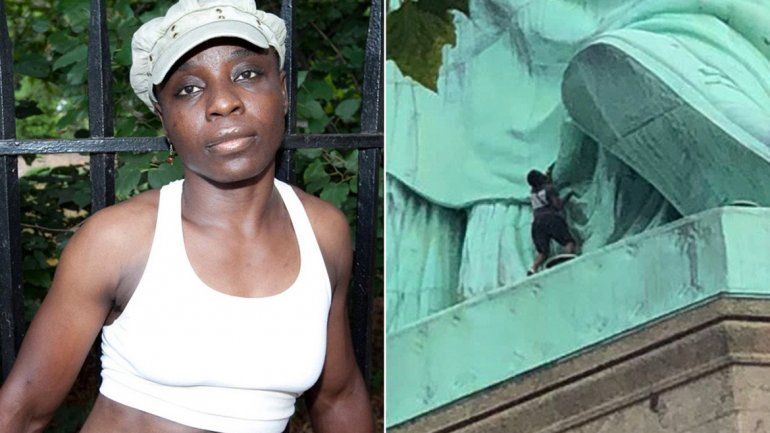 La congoleña estuvo ahí tres horas protestando contra Trump.