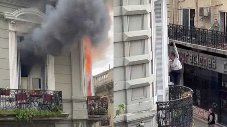 Feroz incendio en un edificio: los vecinos saltan por los balcones