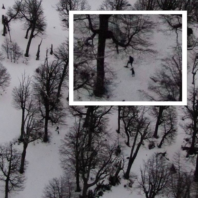 Así detectaron a las mujeres con los drones del Parque Nacional Lanín. Así detectaron a las mujeres con los drones del Parque Nacional Lanín.