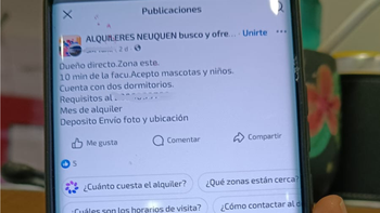 Los grupos de Facebook son los más utilizados para ofrecer y buscar alquileres en Neuquén. Los grupos de Facebook son los más utilizados para ofrecer y buscar alquileres en Neuquén.