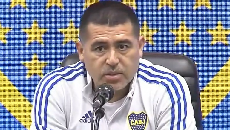 Juan Román Riquelme en la conferencia de prensa de este lunes.&nbsp;