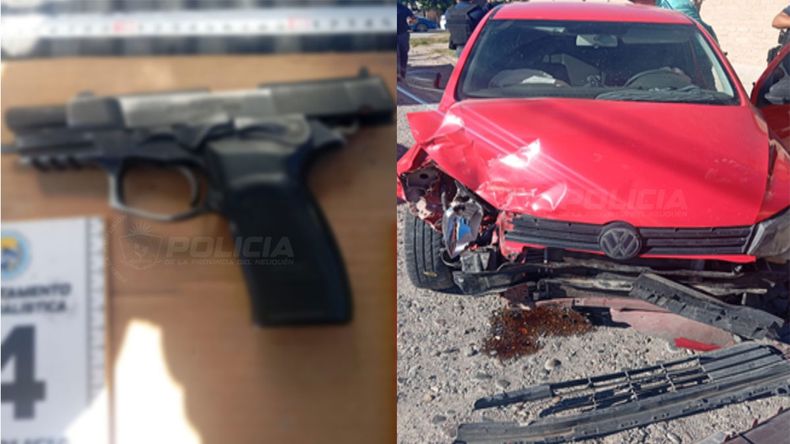 Los delincuentes escaparon rumbo al oeste y se incrustaron en el paredón de una casa particular. | LM Neuquen Los delincuentes escaparon rumbo al oeste y se incrustaron en el paredón de una casa particular.