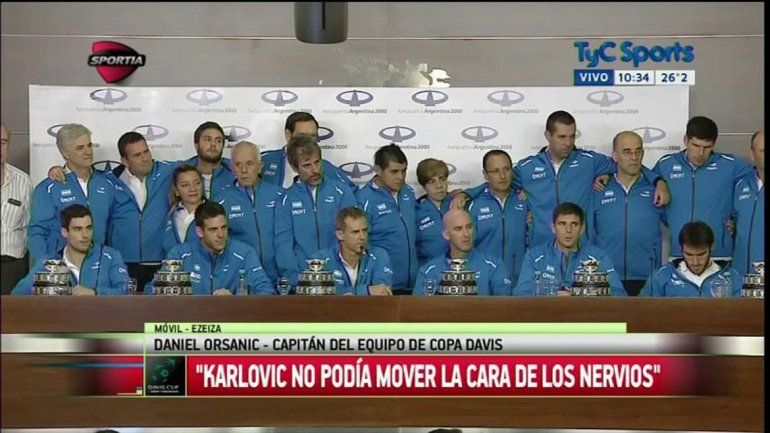 El equipo argentino de la Copa Davis llegó al país luego de la hazaña