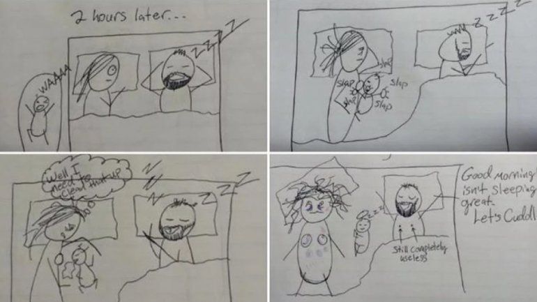 Se hartó, le explicó con dibujos a su esposo el motivo y el particular método se hizo viral