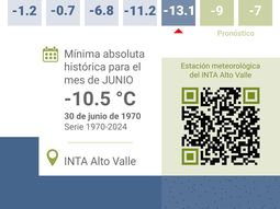las minimas en el alto valle tocan record de -13,1°c las minimas en el alto valle tocan record de -13,1°c