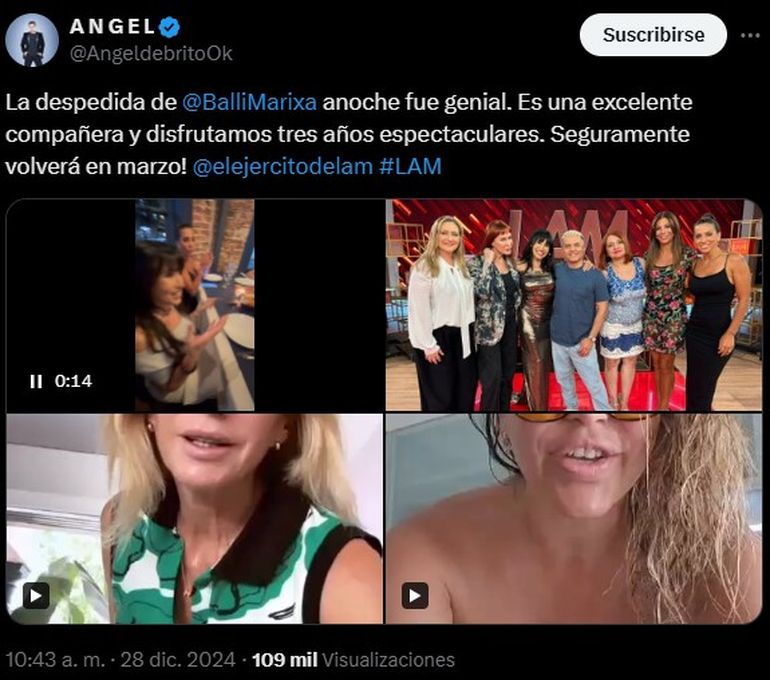 Marixa Balli se despidió de LAM Marixa Balli se despidió de LAM