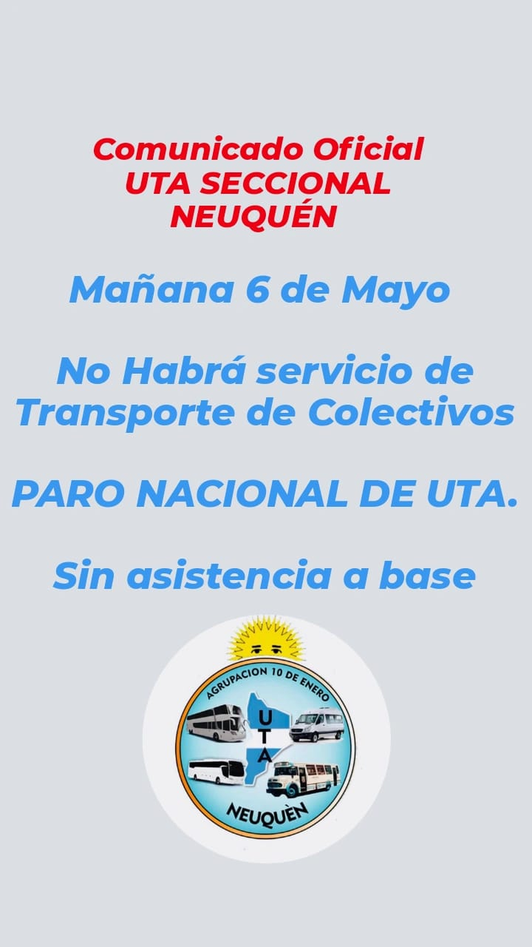 La asamblea de la UTA a nivel nacional se prolongó el lunes hasta después de las 22:30, donde se confirmó la adhesión al paro de todas las provincias. 